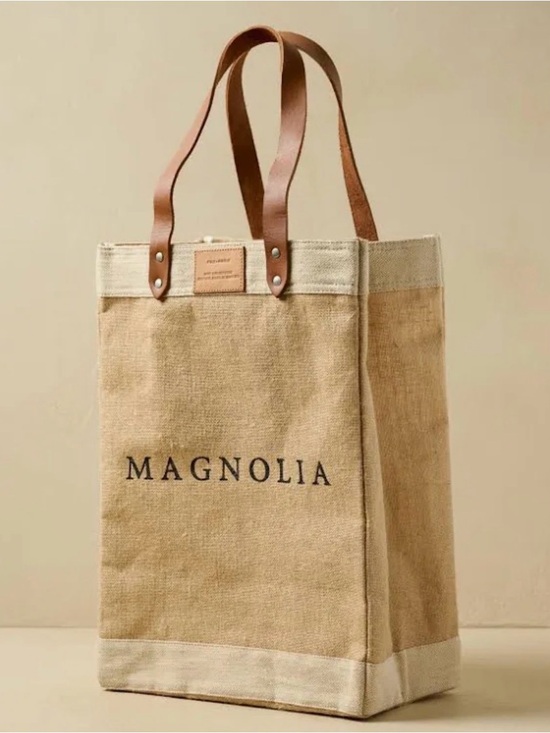 Magnolia Handbags - NWT Magnolia Natural Canvas Market Tote with Brown Leather Handles